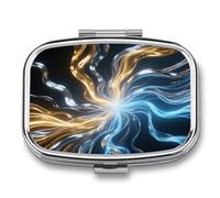 Pill Box Energy Interweaving 2 Compartment Medicine Pill Case Portable Metal Travel Medicine Box for Pocket Or Purse