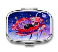 Pill Box Exquisite Square-Shaped Medicine Bottle Container Portable 2 Compartments Travel Pill Organizer Compact Medicine Case for Pills Vitamins Supplements
