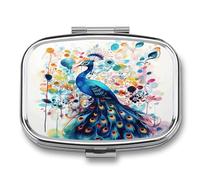 Pill Box Exquisite Square-Shaped Medicine Bottle Container Portable 2 Compartments Travel Pill Organizer Compact Medicine Case for Pills Vitamins Supplements