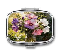 Pill Box Exquisite Square-Shaped Medicine Bottle Container Portable 2 Compartments Travel Pill Organizer Compact Medicine Case for Pills Vitamins Supplements