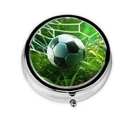Pill Box Grass Football Round Pill Case 3 Compartment Medicine Pill Organizer Cute Pill Organizer Portable Travel Pillbox Medicine Vitamin Cod Liver Oil Storage Box Unique Gift Organizer