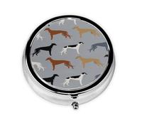 Pill Box,Greyhounds Larger Version Dogs Greyhound Coats Colors Round Pill Case Medicine Organizer Travel Pill Box Travel Pill Organizer