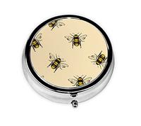 Pill Box Honey Bee Round Pill Case 3 Compartment Medicine Pill Organizer Cute Pill Organizer Portable Travel Pillbox Vitamin Cod Liver Oil Storage Box Unique Gift