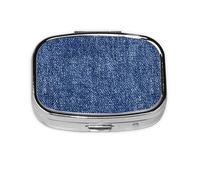 Pill Box Indigo Blue Raw Cotton Denim Fabric | Metal Pill Case With 2 Compartment Travel Pill Organizer For Vitamins Medication