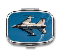 Pill Box Jet Fighters Travel Pill Organizer 2-Compartment Portable Medicine Case with Mirror Design for Vitamins, Jewelry & Essentials Durable Pocket Pillbox for Purse, Camping