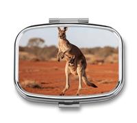 Pill Box Kangaroo Travel Pill Organizer 2-Compartment Portable Medicine Case with Mirror Design for Vitamins, Jewelry & Essentials Durable Pocket Pillbox for Purse, Camping