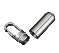 Pill Box Keychain - Stainless Steel Travel Case | Mini Medication Holder | Portable Pill Organizer with High Elastic Buckle for Camping Traveling Outdoor
