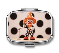 Pill Box Orange - Dotted Clown Travel Pill Organizer 2-Compartment Portable Medicine Case with Mirror Design for Vitamins, Jewelry & Essentials Durable Pocket Pillbox for Purse, Camping
