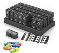 Pill Box Organiser 2 Times a Day, 1 Month Pill Dispenser, Portable Daily Pill Case, Tablet Organiser to Hold Vitamins, Fish Oil, Supplements (Black, Twice a Day)