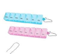 Pill Box Organiser 7 Day One Time a Day Pill Dispenser Storage Case for Medication, Supplements, Vitamins and Cod Liver Oil (Blue + Pink)