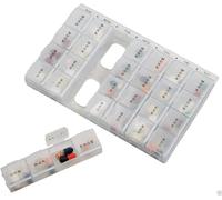 Pill Box Organiser GENERISE 7 Day Weekly Tablet Box Dispenser for Medication, Supplements, Vitamins - Daily or Weekly Pill Box with Detachable Daily Pill Boxes and Four Compartments per Day