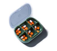 Pill Box Organiser Portable Storage Box 8 Compartments Pill Holder 7 Day Travel Pill Boxes Airtight & Moistureproof Medicine Vitamin Cod Liver Oil Supplements Container BPA Free for Travel - Green