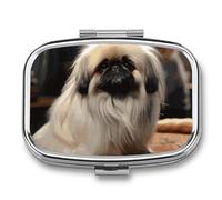 Pill Box Pekingese Dog Pill Case 3 Compartment Travel Pill Organizer Small Pill Container for Pocket Purse Daily Vitamin Case Medicine Box to Hold Vitamins Fish Oil