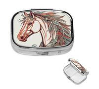 Pill Box Pill Case 2 Compartment Small Pill Organizer for Purse & Pocket Travel Pillbox Cupid Arrow Love Horse Cute Medicine Organizer Pill Container Holder to Hold Vitamins Fish Oil