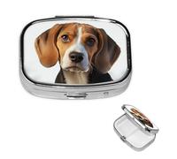 Pill Box Pill Case 2 Compartment Small Pill Organizer for Purse & Pocket Travel Pillbox Cute Beagle Dog Cute Medicine Organizer Pill Container Holder to Hold Vitamins Fish Oil