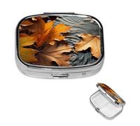Pill Box Pill Case 2 Compartment Small Pill Organizer for Purse & Pocket Travel Pillbox Fall Leaves Cute Medicine Organizer Pill Container Holder to Hold Vitamins Fish Oil