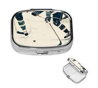 Pill Box Pill Case 2 Compartment Small Pill Organizer for Purse & Pocket Travel Pillbox Ice Hockey Pattern Cute Medicine Organizer Pill Container Holder to Hold Vitamins Fish Oil