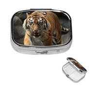 Pill Box Pill Case 2 Compartment Small Pill Organizer for Purse & Pocket Travel Pillbox Malayan Tiger Cute Medicine Organizer Pill Container Holder to Hold Vitamins Fish Oil