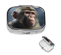 Pill Box Pill Case 2 Compartment Small Pill Organizer for Purse & Pocket Travel Pillbox Monkey Cute Medicine Organizer Pill Container Holder to Hold Vitamins Fish Oil