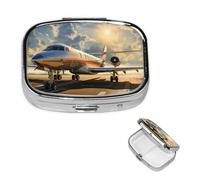 Pill Box Pill Case 2 Compartment Small Pill Organizer for Purse & Pocket Travel Pillbox Private Plane Cute Medicine Organizer Pill Container Holder to Hold Vitamins Fish Oil