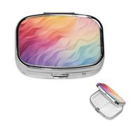 Pill Box Pill Case 2 Compartment Small Pill Organizer for Purse & Pocket Travel Pillbox Rainbow Cute Medicine Organizer Pill Container Holder to Hold Vitamins Fish Oil