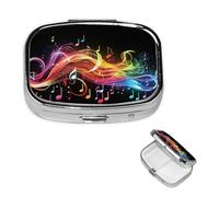 Pill Box Pill Case 2 Compartment Small Pill Organizer for Purse & Pocket Travel Pillbox Rainbow Musical Note Melody Cute Medicine Organizer Pill Container Holder to Hold Vitamins Fish Oil