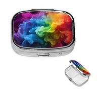 Pill Box Pill Case 2 Compartment Small Pill Organizer for Purse & Pocket Travel Pillbox Rainbow Smoke Cute Medicine Organizer Pill Container Holder to Hold Vitamins Fish Oil