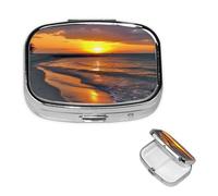 Pill Box Pill Case 2 Compartment Small Pill Organizer for Purse & Pocket Travel Pillbox Sunset at Honeymoon Island State Park Cute Medicine Organizer Pill Container Holder to Hold Vitamins Fish Oil