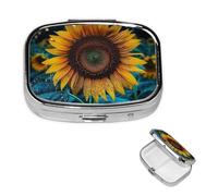 Pill Box Pill Case 2 Compartment Small Pill Organizer for Purse & Pocket Travel Pillbox The Most Beautiful Sunflower Cute Medicine Organizer Pill Container Holder to Hold Vitamins Fish Oil