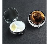 Pill Box Pill Case 3 Compartment Small Pill Organizer for Purse & Pocket Travel Pillbox Angry Roaring Lion Cute Medicine Organizer Pill Container Holder to Hold Vitamins Fish Oil
