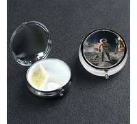 Pill Box Pill Case 3 Compartment Small Pill Organizer for Purse & Pocket Travel Pillbox Astronaut Landing on The Moon Cute Medicine Organizer Pill Container Holder to Hold Vitamins Fish Oil