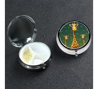 Pill Box Pill Case 3 Compartment Small Pill Organizer for Purse & Pocket Travel Pillbox Cartoon Giraffe Cute Medicine Organizer Pill Container Holder to Hold Vitamins Fish Oil