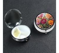 Pill Box Pill Case 3 Compartment Small Pill Organizer for Purse & Pocket Travel Pillbox Colorful Spring Summer Flower Cute Medicine Organizer Pill Container Holder to Hold Vitamins Fish Oil