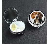 Pill Box Pill Case 3 Compartment Small Pill Organizer for Purse & Pocket Travel Pillbox Cute Beagle Dog Cute Medicine Organizer Pill Container Holder to Hold Vitamins Fish Oil