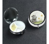 Pill Box Pill Case 3 Compartment Small Pill Organizer for Purse & Pocket Travel Pillbox Hippo and Dandelion Cute Medicine Organizer Pill Container Holder to Hold Vitamins Fish Oil