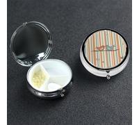 Pill Box Pill Case 3 Compartment Small Pill Organizer for Purse & Pocket Travel Pillbox Love Birdie Stripe Cute Medicine Organizer Pill Container Holder to Hold Vitamins Fish Oil