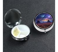Pill Box Pill Case 3 Compartment Small Pill Organizer for Purse & Pocket Travel Pillbox Monument Valley Landscape Cute Medicine Organizer Pill Container Holder to Hold Vitamins Fish Oil