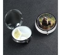 Pill Box Pill Case 3 Compartment Small Pill Organizer for Purse & Pocket Travel Pillbox Mother Brown Bears Protect Cubs Cute Medicine Organizer Pill Container Holder to Hold Vitamins Fish Oil