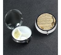 Pill Box Pill Case 3 Compartment Small Pill Organizer for Purse & Pocket Travel Pillbox Music Notes on Old Paper Cute Medicine Organizer Pill Container Holder to Hold Vitamins Fish Oil