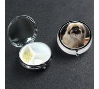 Pill Box Pill Case 3 Compartment Small Pill Organizer for Purse & Pocket Travel Pillbox Pekingese Dog Cute Medicine Organizer Pill Container Holder to Hold Vitamins Fish Oil