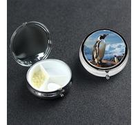 Pill Box Pill Case 3 Compartment Small Pill Organizer for Purse & Pocket Travel Pillbox Penguin Print Cute Medicine Organizer Pill Container Holder to Hold Vitamins Fish Oil