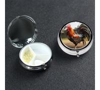 Pill Box Pill Case 3 Compartment Small Pill Organizer for Purse & Pocket Travel Pillbox Proud Rooster Cute Medicine Organizer Pill Container Holder to Hold Vitamins Fish Oil