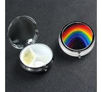 Pill Box Pill Case 3 Compartment Small Pill Organizer for Purse & Pocket Travel Pillbox Rainbow Cute Medicine Organizer Pill Container Holder to Hold Vitamins Fish Oil