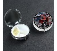 Pill Box Pill Case 3 Compartment Small Pill Organizer for Purse & Pocket Travel Pillbox Red Fire and Rescue Truck Cute Medicine Organizer Pill Container Holder to Hold Vitamins Fish Oil