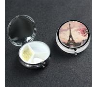 Pill Box Pill Case 3 Compartment Small Pill Organizer for Purse & Pocket Travel Pillbox Romantic Paris Tower Cute Medicine Organizer Pill Container Holder to Hold Vitamins Fish Oil