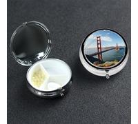 Pill Box Pill Case 3 Compartment Small Pill Organizer for Purse & Pocket Travel Pillbox San Francisco Golden Gate Bridge Cute Medicine Organizer Pill Container Holder to Hold Vitamins Fish Oil