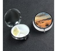 Pill Box Pill Case 3 Compartment Small Pill Organizer for Purse & Pocket Travel Pillbox Sand Dunes Cute Medicine Organizer Pill Container Holder to Hold Vitamins Fish Oil
