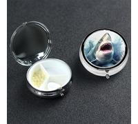 Pill Box Pill Case 3 Compartment Small Pill Organizer for Purse & Pocket Travel Pillbox Shark in The Sea Cute Medicine Organizer Pill Container Holder to Hold Vitamins Fish Oil