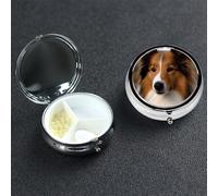 Pill Box Pill Case 3 Compartment Small Pill Organizer for Purse & Pocket Travel Pillbox Shetland Sheepdog Cute Medicine Organizer Pill Container Holder to Hold Vitamins Fish Oil