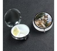 Pill Box Pill Case 3 Compartment Small Pill Organizer for Purse & Pocket Travel Pillbox Snow Mountain Wild Wolf Cute Medicine Organizer Pill Container Holder to Hold Vitamins Fish Oil